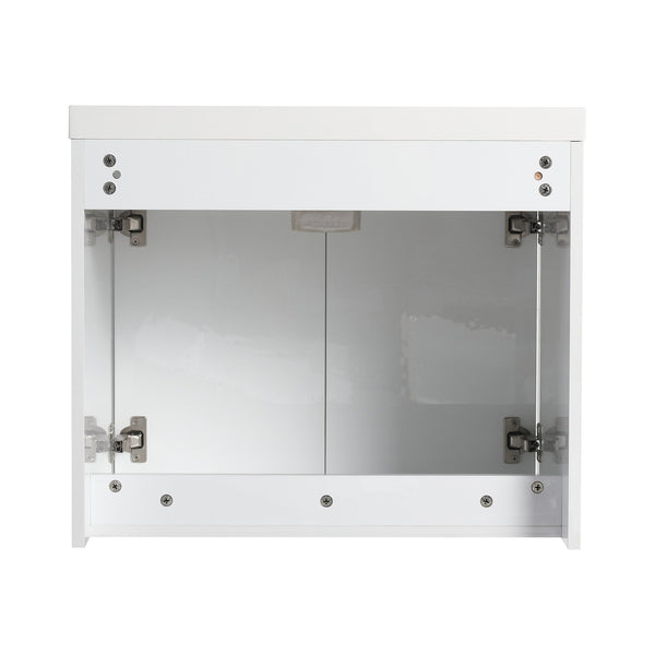 English Elm 36" Bathroom Vanity With Resin Sink, Soft-Close Doors & Side Cabinet For Modern Elegance & Storage W999S00420