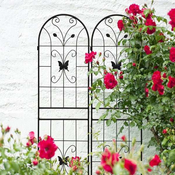 English Elm 4 Pack Powder Coated Steel Garden Trellises Rustproof Climbing Plant Support Panels W1586P266744
