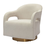 Modrest Worley - Elegant Beige Fabric Swivel Accent Chair with Luxe Gold Base for Modern Homes