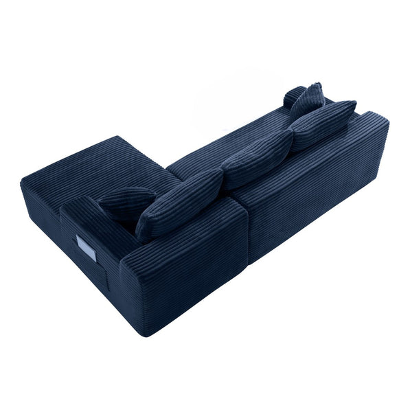 English Elm 94.5" Jumbo Corduroy L-shape Sectional Deep Seat Cloud Sofa for Living Room W5515P493688