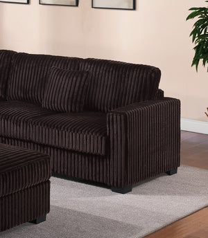 English Elm 4pc Jumbo Corduroy Sectional Set with Ottoman Square Arms Living Room Seating B011S02201