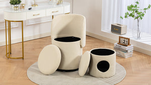 English Elm Stylish Barrel Swivel Accent Chair Upholstered Seat with Storage for Vanity or Dining W3248P424639