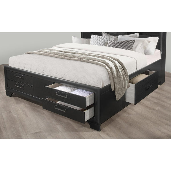 English Elm Civic Queen Storage Bed Bookcase Headboard with Built in Ambient Lighting Gray B201S00487