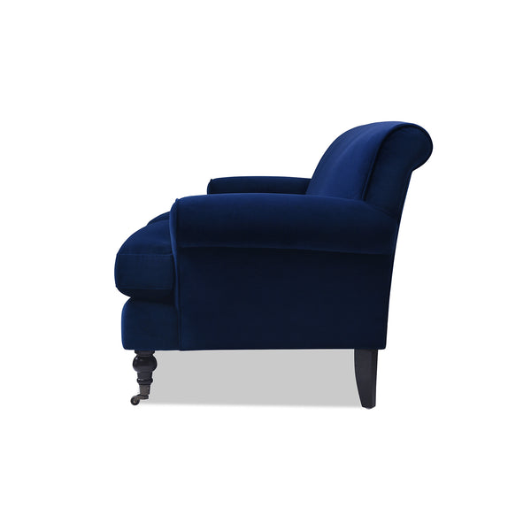 English Elm Jennifer Taylor Home - Alana Lawson Navy Blue Velvet Sofa - Elegant Three-Cushion Design For Timeless Living Room Luxury B2719P238310