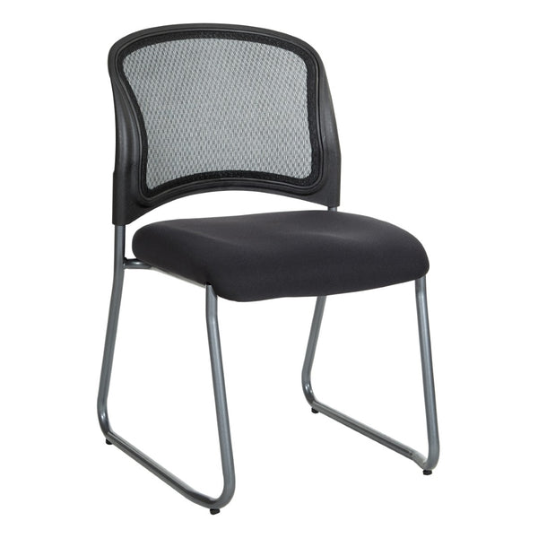 OSP Home Furnishings Titanium Steel Sled Base Visitor Chair with Mesh Back for Modern Office Spaces 86725R-30