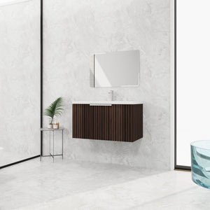English Elm 36 Inch Silver-Brown Stripe Wall-Mounted Vanity with Resin Sink, Soft-Close Doors & Spacious Storage W999P204953