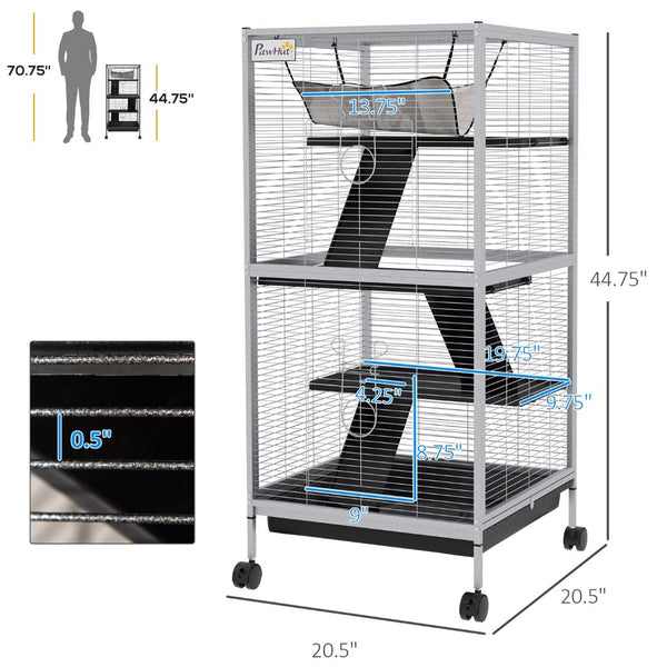 English Elm Pawhut Double Stacked Aviary Steel Bird Cage with Rolling Casters for Small Birds W2225P173733