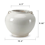 Creamy White Round Pot With Two Handles