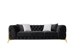 VIG Furniture Divani Casa Clarice - Transitional Black Velvet Sofa VGAH-SF1013-3-BLK