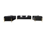 Divani Casa Clarice - Transitional Black Velvet Sofa Set