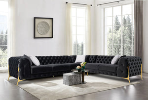 VIG Furniture Divani Casa Clarice - Transitional Black Velvet Sectional Sofa VGAH-SF1015-BLK