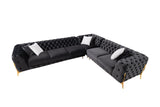 VIG Furniture Divani Casa Clarice - Transitional Black Velvet Sectional Sofa VGAH-SF1015-BLK