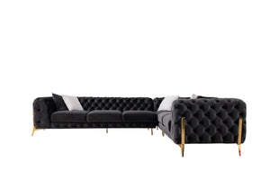 VIG Furniture Divani Casa Clarice - Transitional Black Velvet Sectional Sofa VGAH-SF1015-BLK