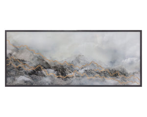 Sunpan MYSTIC Mountain Luxe Art - 72" x 30" Black Framed Wall Decor with Gold Leaf Accents & Depth A0397