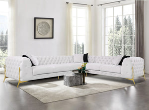 VIG Furniture Divani Casa Clarice - Transitional Light Beige Velvet Sectional Sofa VGAH-SF1015-BGE