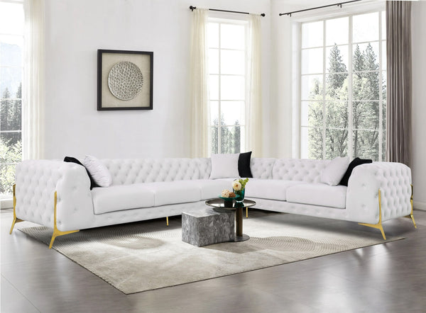 VIG Furniture Divani Casa Clarice - Transitional Light Beige Velvet Sectional Sofa VGAH-SF1015-BGE