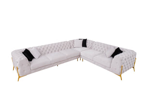 VIG Furniture Divani Casa Clarice - Transitional Light Beige Velvet Sectional Sofa VGAH-SF1015-BGE
