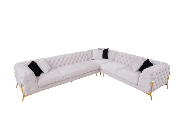 VIG Furniture Divani Casa Clarice - Transitional Light Beige Velvet Sectional Sofa VGAH-SF1015-BGE