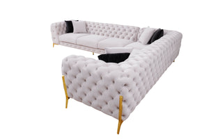 VIG Furniture Divani Casa Clarice - Transitional Light Beige Velvet Sectional Sofa VGAH-SF1015-BGE