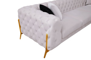 VIG Furniture Divani Casa Clarice - Transitional Light Beige Velvet Sectional Sofa VGAH-SF1015-BGE