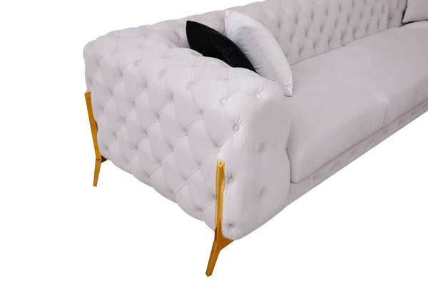 VIG Furniture Divani Casa Clarice - Transitional Light Beige Velvet Sectional Sofa VGAH-SF1015-BGE