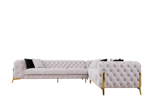 VIG Furniture Divani Casa Clarice - Transitional Light Beige Velvet Sectional Sofa VGAH-SF1015-BGE