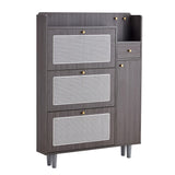 English Elm Modern Minimalist Storage Cabinet, Japanese Rattan Shoe Cabinet, Bed Top Cabinet, Small Home Furniture. Suitable For Corridors and Living Rooms. Gz-Di-03