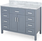 Christopher Knight Home® - Noble House - - 49'' Bathroom Vanity With Marble Top & Ceramic Sink, Two Doors, 8 Drawers, Gray