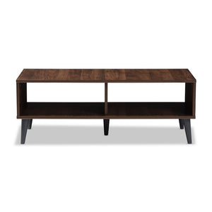 Baxton Studio Baxton Studio Mid-Century Modern Coffee Table with Open Shelving - Stylish Brown & Grey Design SECFT3001-Columbia Brown/Dark Grey-CT