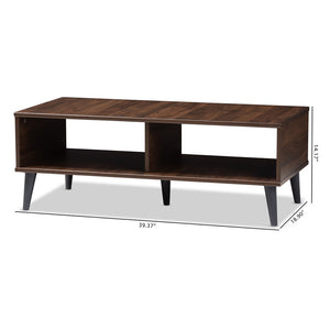 Baxton Studio Baxton Studio Mid-Century Modern Coffee Table with Open Shelving - Stylish Brown & Grey Design SECFT3001-Columbia Brown/Dark Grey-CT