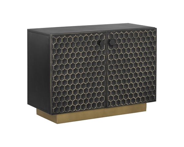 Sunpan Hive Sideboard - Handcrafted Artisan Design with Unique Honeycomb Pattern and Brass Accents Small - 41W x 18.5D x 30H