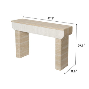 English Elm Entryway Console Table with Fluted Drawers Woodgrain Finish for Hallway or Living Room W3040P428693