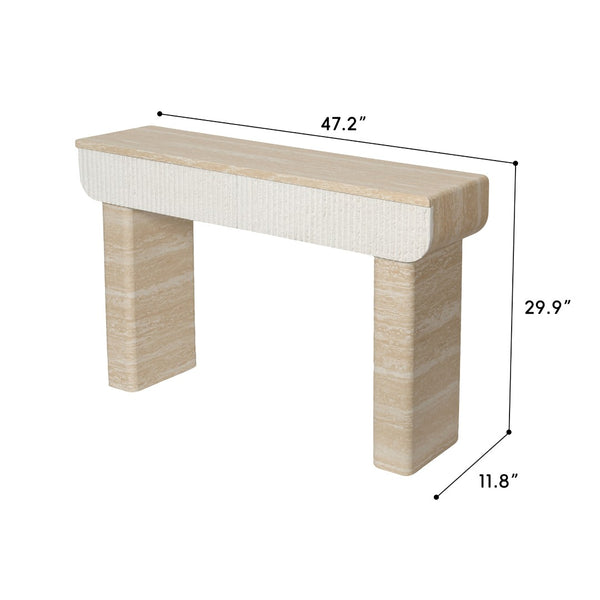 English Elm Entryway Console Table with Fluted Drawers Woodgrain Finish for Hallway or Living Room W3040P428693