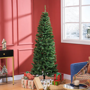 English Elm Homcom 6Ft Slim Douglas Fir Christmas Tree - Realistic, Unlit Artificial Tree For Small Spaces & Décor W2225P249650
