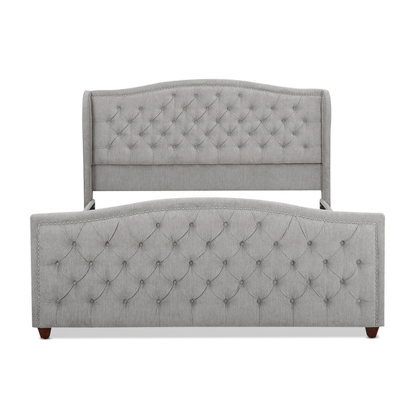 English Elm Jennifer Taylor Home - Marcella Upholstered King Bed Set - Silver Grey Comfort With Stylish Nailhead Accents & Durable Design B2719P238222