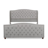 English Elm Marcella Upholstered Shelter Headboard Bed Set, King, Silver Grey Polyester