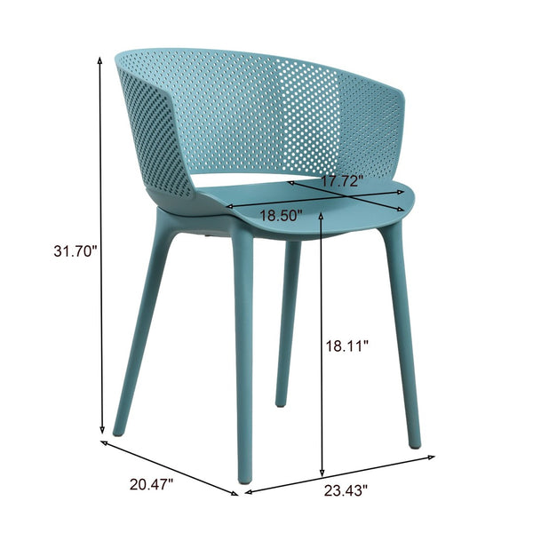 English Elm Gerald Outdoor Stackable Dining Chairs Uv Resistant Molded Plastic Patio Set of 2 Sky Blue N776P390476B
