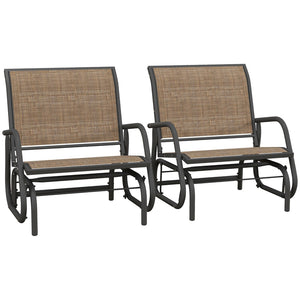 English Elm Outsunny Set Of 2 Porch Glider Chairs – Durable Metal Frame, Breathable Mesh, Quiet Gliding Comfort W2225P200387-GIGA