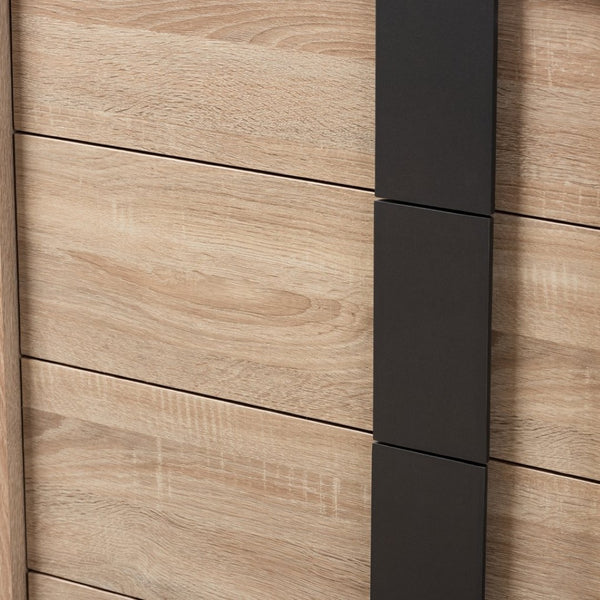 Baxton Studio Baxton Studio Lisen 5-Drawer Chest in Light Oak & Grey - Stylish Mid-Century Modern Storage Solution SECOD305US-Hana Oak/Dark Grey-5DW-Chest