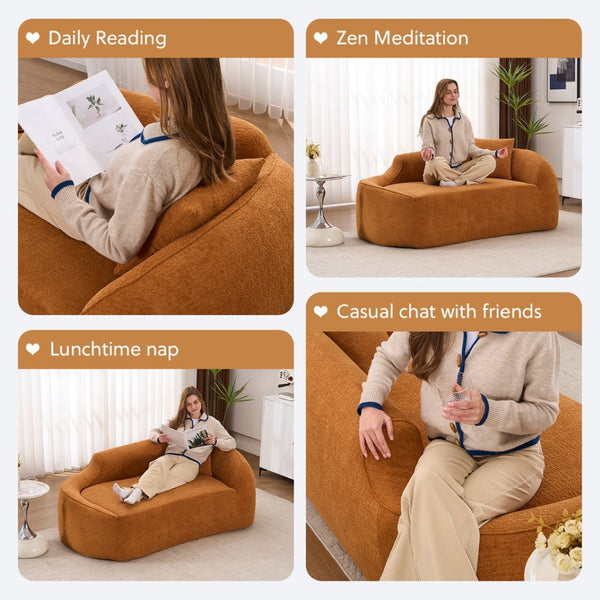 English Elm Ly-048 Sculpted Chenille Chaise Lounge Convertible Sleeper Sofa for Modern Living Spaces Orange W2231P401727