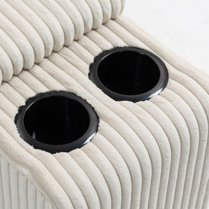 English Elm Modular Sofa Coffee Table With Storage, Usb Ports & Cupholders - Stylish Beige For Small Spaces W3098P257004