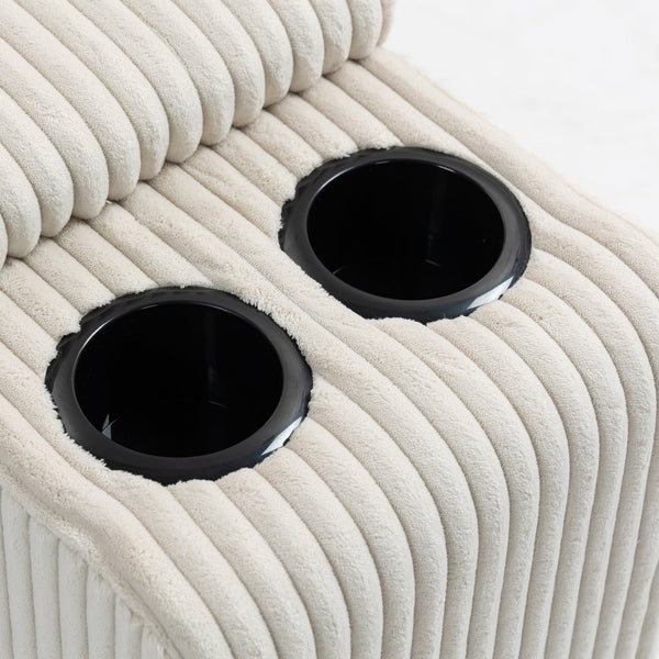 English Elm Modular Sofa Coffee Table With Storage, Usb Ports & Cupholders - Stylish Beige For Small Spaces W3098P257004