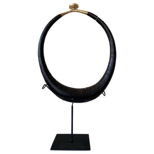 Lilys Cow Horn With Brass On Stand 20"H 8256