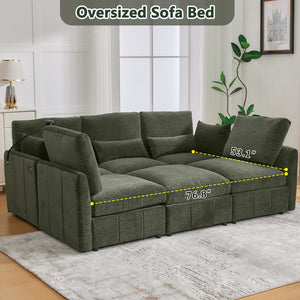 English Elm Modern Modular Sectional Sofa With Usb Ports, Movable Ottoman, And Pillows – Perfect For Living Rooms! N719S002050F