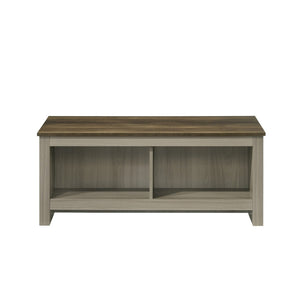 English Elm 43"w Two-tone Oak Coffee Table with Dual Open Shelves for Modern Living Rooms B016P416179