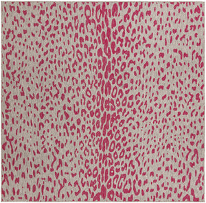 Unique Loom Outdoor Safari Samburu Machine Made Animal Print Rug Pink Gray, Ivory 10' 0" x 10' 0"