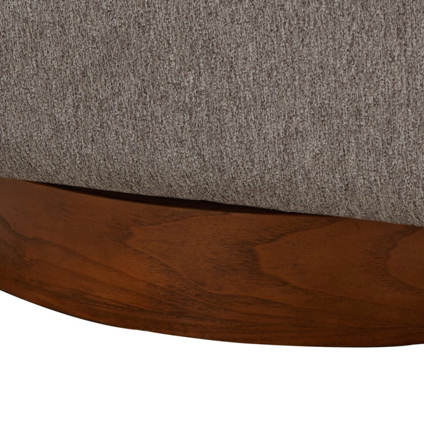 English Elm Miramar Plush Chenille Barrel Swivel Chair with Warm Wood Base, 360° Comfort and Removable Cushion Gray B050P322578