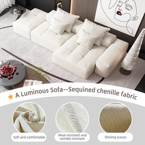 English Elm Modern Oversized Modular Sectional Sofa With Soft Chenille Fabric, Customizable Layout & 4 Pillows W1885S00057