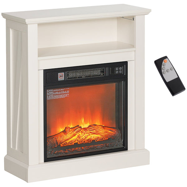 English Elm Homcom 27" Electric Fireplace With Realistic 3D Flame, Remote Control, Stylish Mantel, And Heater W2225P249855