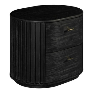 VIG Furniture Fields Solid Acacia Nightstand In Matte Black With Gold Handles, 2 Drawers, Fully Assembled, 25.9"W VGWD-VGD2-BST02-BLK